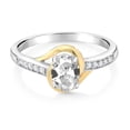 thumbnail image 2 of Gem Stone King 10K Yellow Gold and 925 Sterling Silver White Created Sapphire and White Lab Grown Diamond Engagement Ring for Women (1.08 Cttw, Available in Size 5, 6, 7, 8, 9), 2 of 4