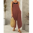 thumbnail image 2 of Salopette Ajustable Sans Manches en Coton et Lin pour Femmes, Ample, avec Poches, 2 of 7