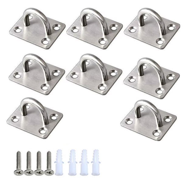 8 Piezas (36 * 46 mm) Gancho para placa de ojo de almohadilla, Bucle de gancho de grapa de hardware marino de acero inoxidable, Ganchos de techo Gancho para columpio de hamaca, Accesorios de hardware para entrenamiento de yoga Rojo Verde