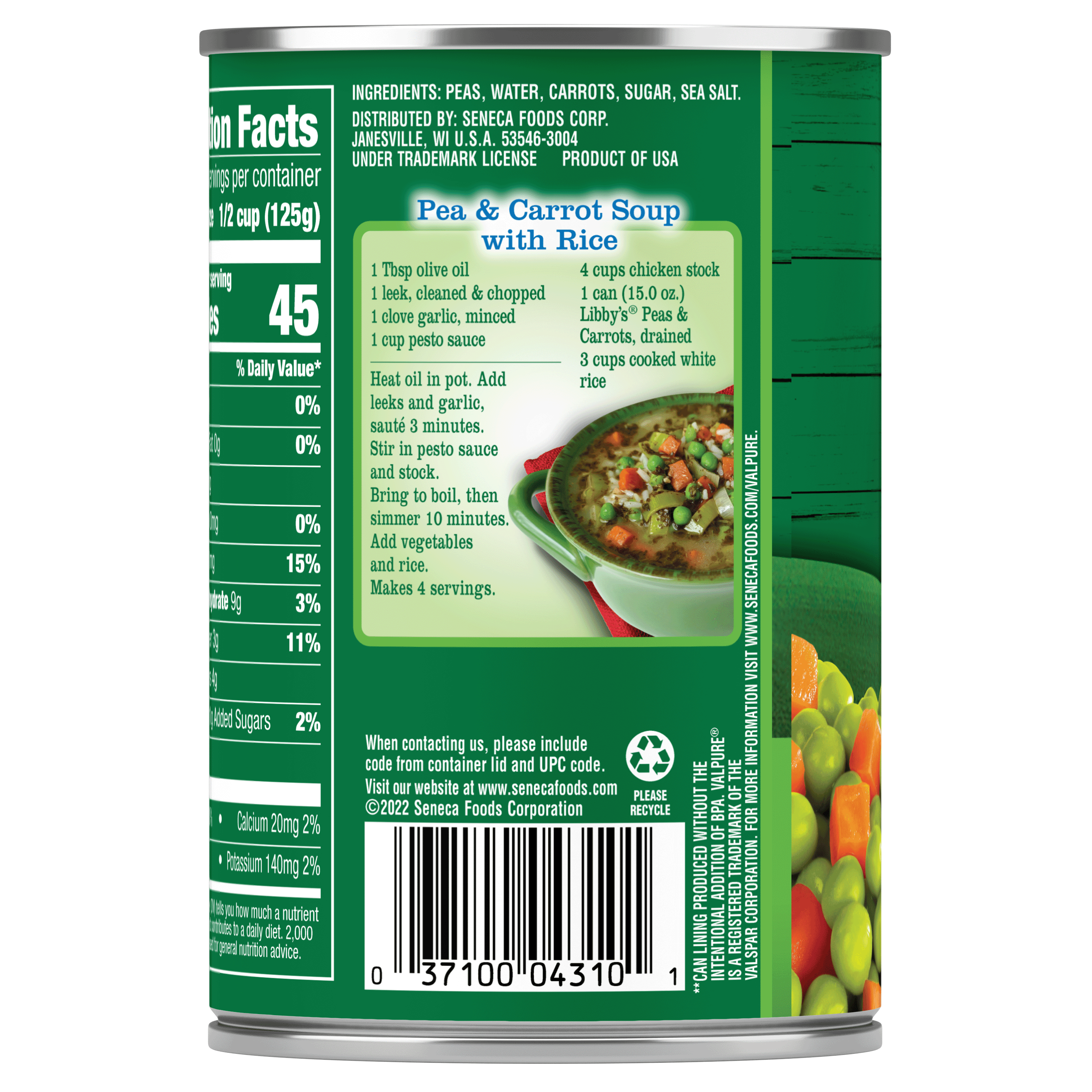 (7 pack) Libby's Peas & Diced Carrots, 15 oz can