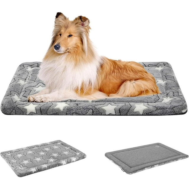 Tapis de Lit pour Chien Réversible (Frais & Chaud) Lavable en Machine Tapis de Cage Tapis de Couchage pour Petits à Très Grands Chiens Motif Étoile Grise