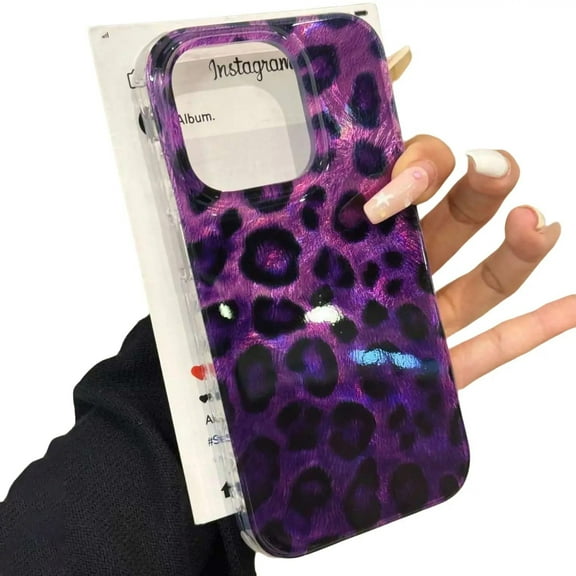 CaseCaca Elegant Purple Leopard Print Phone Case for iPhone 16 Pro Max