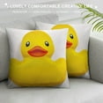 thumbnail image 3 of COMIO  Rubber Duck Throw Pillow Cushion Cover, Yellow Squeak Ducky Toy Fun Bubble Bath Animal Kids Room Duckling Print, Decorative Square Accent Pillow Case,Yellow White, 3 of 5