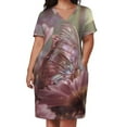 thumbnail image 3 of Iridescent Butterfly Pink Flowers Magical Scene Women's Summer Short Sleeve Casual Dresses Party Dress, 3 of 6