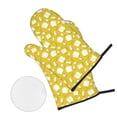 thumbnail image 2 of Oven Mitts and Pot Holders 4 Piece, Tulips Flowers Yellow White High Heat Slip Resistant Oven Mitt and Trivets Set Kitchen Oven Glove Pot Holders for Cooking Baking Grilling, 2 of 7