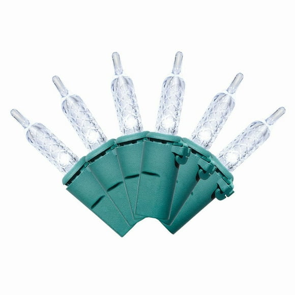 Holiday Time 50-Count Cool White LED M5 Christmas Lights, with Green Wire, 10.4'