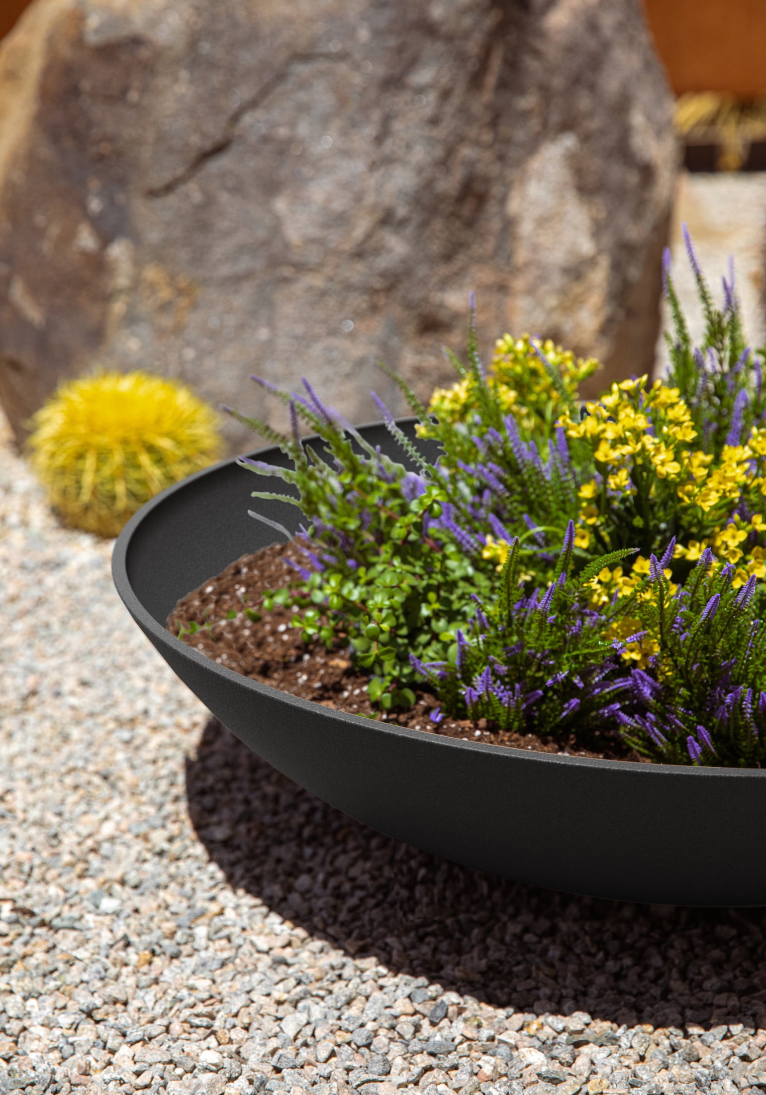 Veradek Mason Series Lane Bowl 32" Plastic-Stone Planter 2-Pack Black