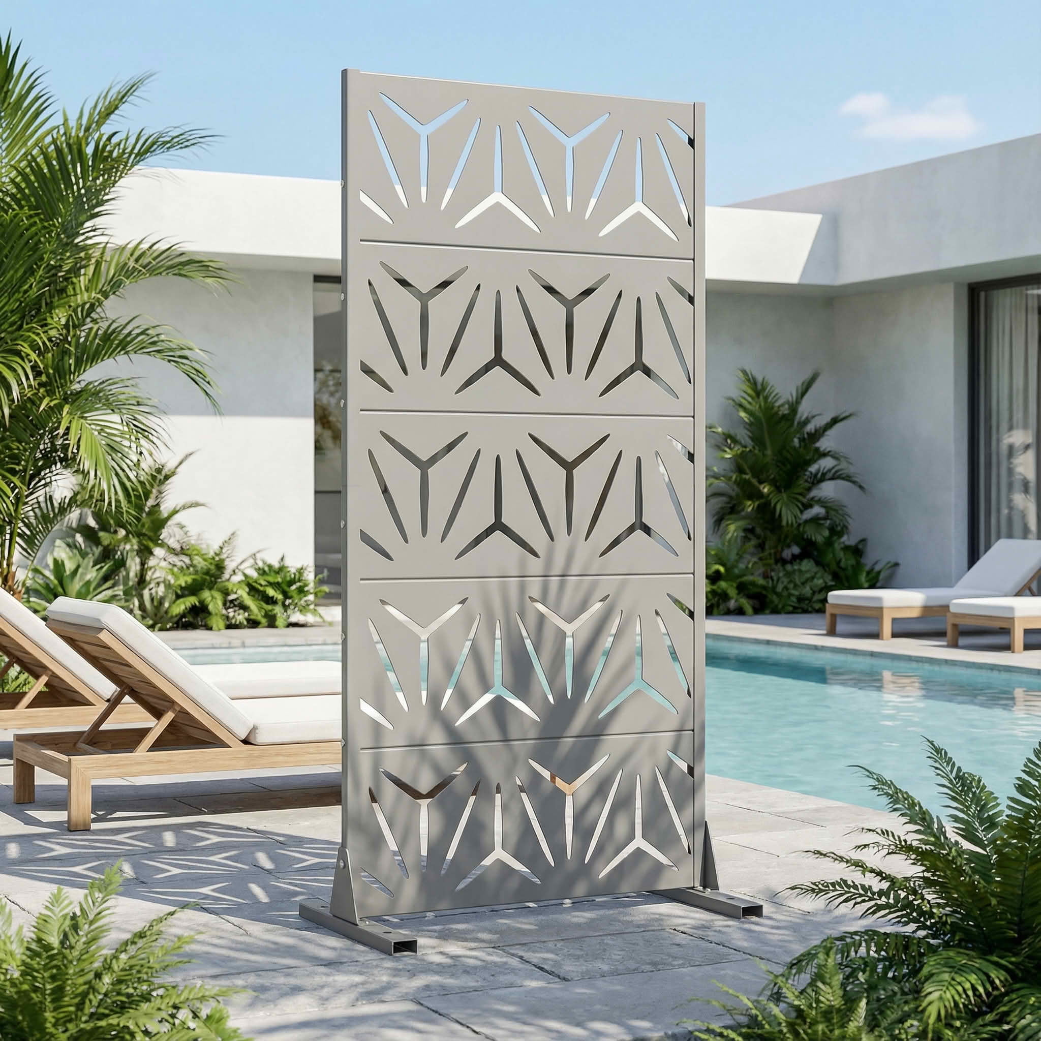 MAYEERTY 59x30 Gray Outdoor Natural Privacy Panel Screen, 5 Piece Set Natural Folding Divider for Backyard and Garden