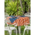 thumbnail image 2 of Outdoor Tablecloth with Umbrella Hole and Zipper, Orange Morocco Round Table Cloth 54 Inch Waterproof Tablecloth, Nautical Anchor Stripe Modern Geometric Picnic Table Cover for Patio Camping, 2 of 7