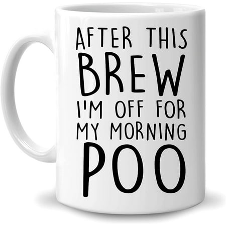 

Funny Coffee Gag Gifts for Coffee Lover Dad Husband Friend Coworker - Birthday Christmas - Morning Poo 11oz White Ceramic Coffee Tea Mug for Men Women
