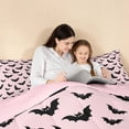 thumbnail image 4 of Homewish Bat Silhouette Queen Comforter Set for Girls, Happy Halloween Print Comforter Sets Queen, Pink Black, Pink Reversible, 3-Piece 1 Comforter and 2 Pillowcases, 4 of 6