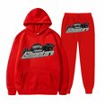 thumbnail image 1 of Womens Plush Long Sleeved Pants Loose Fitting Pullover With Letter Print And Rope Hoodie Two-piece, 1 of 2
