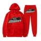 thumbnail image 1 of Pantalones de manga larga de felpa para mujer, jersey holgado con estampado de letras y sudadera con capucha de cuerda, de dos piezas, 1 of 2