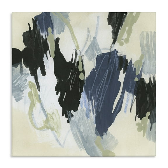 Stupell Industries Blue & Neutral Abstraction Abstract Painting Gallery Wrapped Canvas Art Print Wall Art, 17 x 17