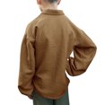 thumbnail image 3 of Long Sleeve Turn-Down Collar Boys Kids Solid Lace-Up Blouse Tops 4-15 Years, 3 of 4