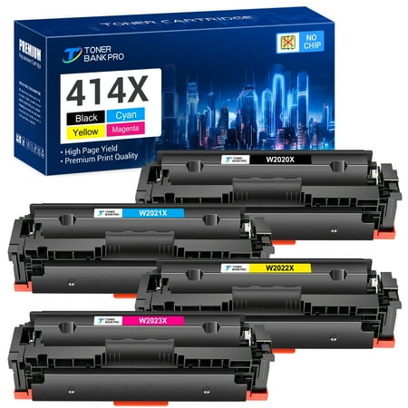 4-Pack NO CHIP Toner Cartridge Replacement Compatible for HP W2020X Color LaserJet M454dn M454dw Pro MFP M479dw M479dn M479fdw Enterprise M455dn MFP-M480 Black, Cyan, Magenta, Yellow