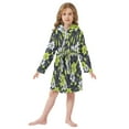 thumbnail image 6 of FORMRS Niños Bathrobe Unisex Hooded Robe Soft Plush Pajamas Sleepwear, Size 7-9T, White Flower Pattern, 6 of 7