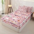 thumbnail image 2 of catabedysis Floral Camping Zipper Twin Comforter Sets with Fitted Sheet and 2 Pillowcases For Girls,Vintage Camper Pattern Zipper Bedding Set,Pink White,Pink Reversible,4-Piece, 2 of 7