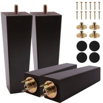 Aovky 6 Inch Wood Furniture Legs, Pack of 4 Couch Legs, Square Brown Sofa Legs Mid-Century Modern Furniture Feet Replacement Legs for Sofa Couch Chair Bed Table Cabinet Armchair