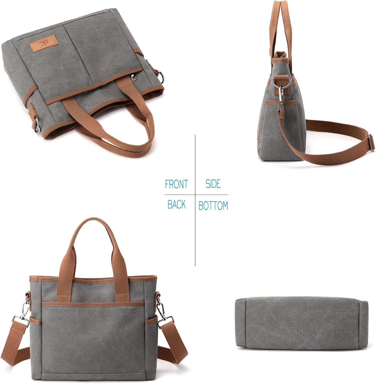 Crossbody Bags for Women Trendy Canvas Hobo Tote Top-handle Hand Bag Multi-pocket Casual Going Out Purse Satchel