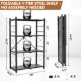 thumbnail image 3 of EAGLE PEAK 4-Tier Foldable Greenhouse Shelf, Heavy Duty Metal Storage Rack for Greenhouse Garage Pantry, Black, 3 of 11