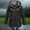 thumbnail image 3 of RYRJJ Rain Jacket for Women Lightweight Long Hooded Raincoat Waterproof Outdoor Travel Hiking Windbreaker Trench Coats(Black,M), 3 of 8