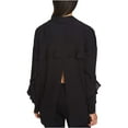 thumbnail image 2 of 1.STATE Womens Ruffled Button Up Shirt, Black, Large, 2 of 3