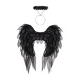 thumbnail image 3 of Alas de ángel y halo para Navidad, accesorio multiusos, organza realista. Negro, 3 of 9