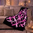 thumbnail image 6 of Pink Ribbon Heart Support Breast Cancer Awareness, Cozy Typography Art Scene, Warm Flannel Blanket for Living Room and Reading Nook, Art Lovers Valentine's Day Gift, Artistic Home Decor, 6 of 9