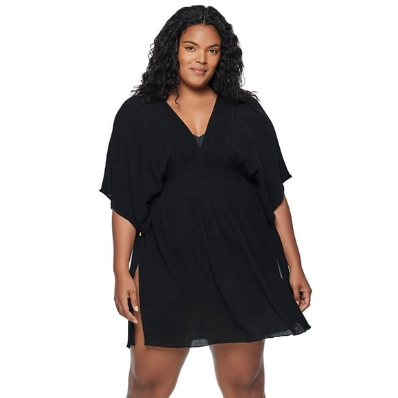 Lauren Ralph Lauren Women's Plus Size Crinkle Rayon Tunic Black