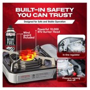 Chef-Master 90011 Butane Countertop Stove, 10 000 BTU Portable with Carry Case, High Performance, Piezo Ignition, Brass Burner, Safety Stop