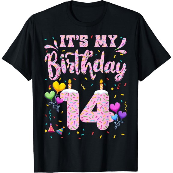 It's My 14th Birthday Girl Doughnut Happy 14 Years Old Girls T-Shirt