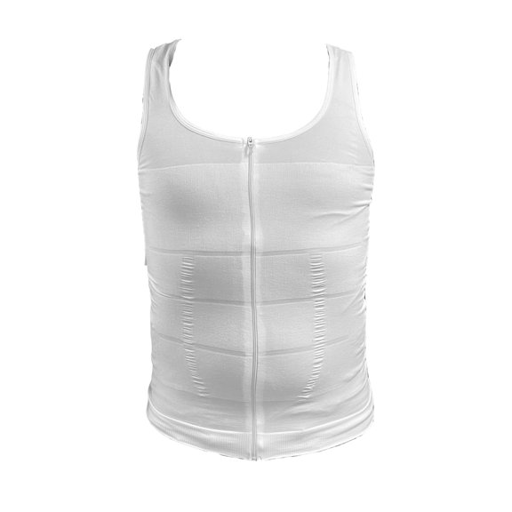 Zip Zap Shirt Look Thinner Instantly Support Posture Correction Firm Control for Men- XXLarge- White