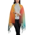 thumbnail image 2 of Cauagu yellow orange and teal Print Women Wrap Shawl tassels Scarves Retro Scarf 77.6"X28.3", 2 of 8