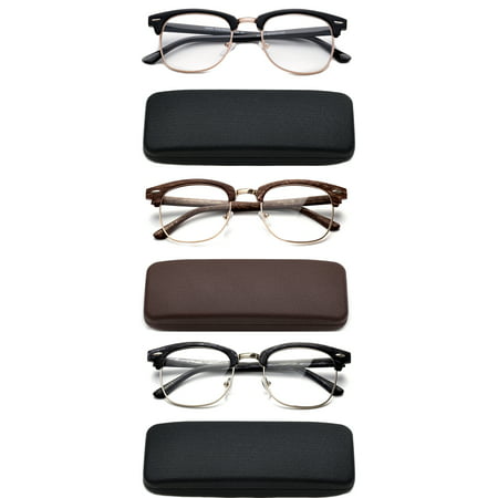 High Quality Fashion Reading Glasses for Men Retro Vintage Reading Glasses Horn Rimmed Half Frame Reading Glasses with