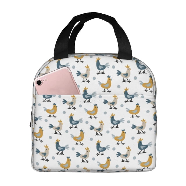 Easygdp Farm Roosters Bolsa Térmica Premium - Tela Oxford Impermeable, Gran Capacidad, Bolsillo Frontal, Unisex para Trabajo, Escuela, Actividades al Aire Libre y Picnics
