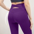 thumbnail image 4 of HUPOM Trouser Pants For Women Training Pants Track Pants High Waist Rise Full Straight-Leg Purple 2XL, 4 of 5