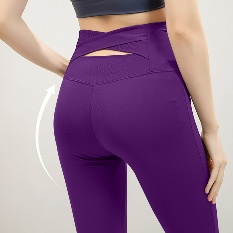 Reduce Price Hfyihgf Women's Bootcut Yoga Pants-Flare Leggings for Women  High Waisted Crossover V-Back Workout Lounge Bell Bottom Jazz Dress Pants(Purple,3XL)  
