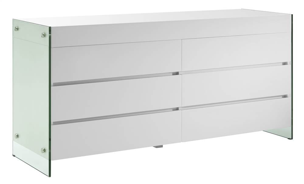Dresser in High Gloss White with Glass