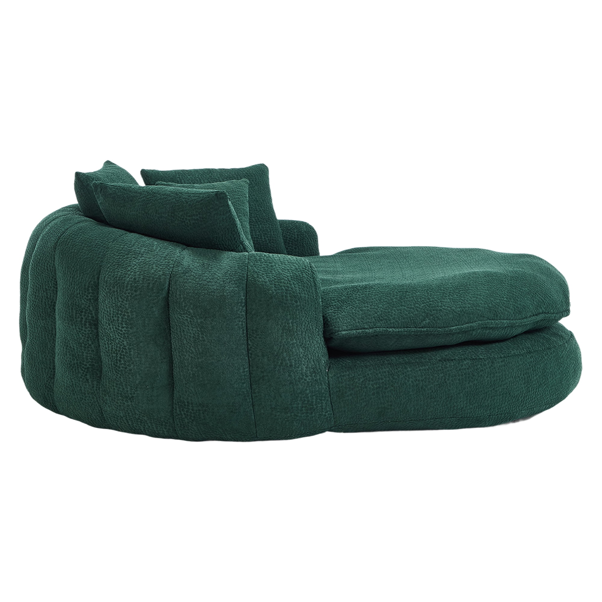 Aukfa Oversized Bean Bag Sofa, 59.84" Deep Sleeper Chaise with 5 Pillows, Chenille, Green