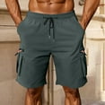thumbnail image 2 of Athletic Shorts for Mens Drawstring Elastic Waist Sweatpants with Mutil Pockets Cargo Jogger Shorts Lounge Baggy Beach Shorts, 2 of 6