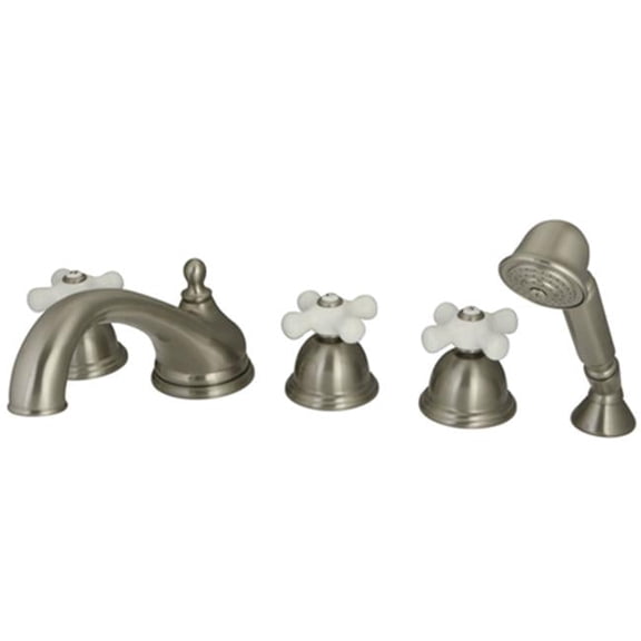 Three Handle Roman Tub Filler with Hand Shower