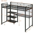 thumbnail image 6 of Kacho Metal Twin Loft Bed with Desk, Whiteboard and Ladder, Loft Bed Frame with 3-tier Storage Shelves, Space-Saving, Noise Free, Heavy-Duty Loft Bed Frame for Teens, No Box Spring Needed, Black, 6 of 7