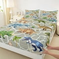 thumbnail image 3 of Homewish Colorful Safari Dinosaur Twin Sheet Sets,Ancient Animal Twin Fitted Sheet,Gray Green Brown 03 For Boy Kids,Microfiber Bedroom Decor,3-Piece, 3 of 7