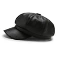 thumbnail image 5 of Xijirk Leather Newsboy Cap for Women Boy Hat for Daily Street Shopping Travel Autumn Winter Casual Occasions,Black,One Size, 5 of 9
