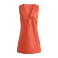 thumbnail image 3 of Weiqiqre Dresses for Women 2025 Summer Deep V Neck Sleeveless Linen Mini Dress Casual Beach Sunshine A-line Tank Dress, 3 of 6