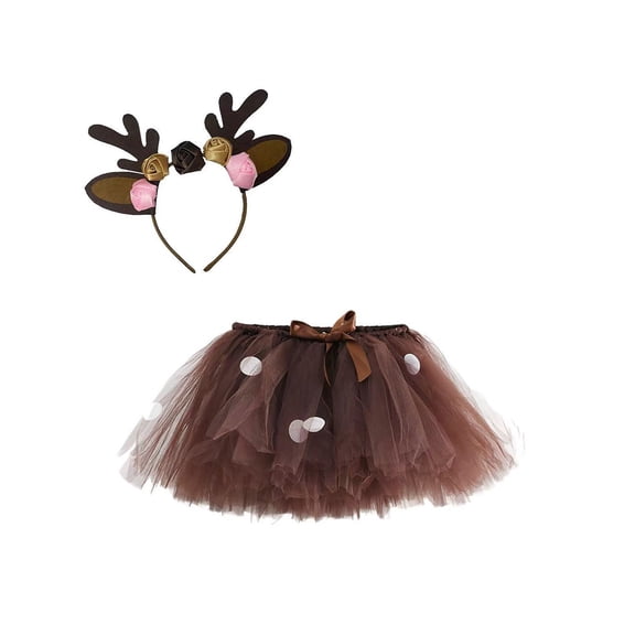 for Girls Tutu Skirt Hairband Set Deer Dress up Clothes Halloween for Girls One Size