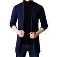 thumbnail image 2 of Men's Knitted Cardigan Chenille Lapel Buttonless Solid Color Simple Business Casual Mens Cardigan Dark Blue XL, 2 of 5