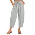 thumbnail image 1 of Ayolanni Solid Pants for Women Elastic Waist Casual Flowy Jogger Pants Loose Gray Drawstring Straight Boho Trousers with Pockets XXXL, 1 of 7