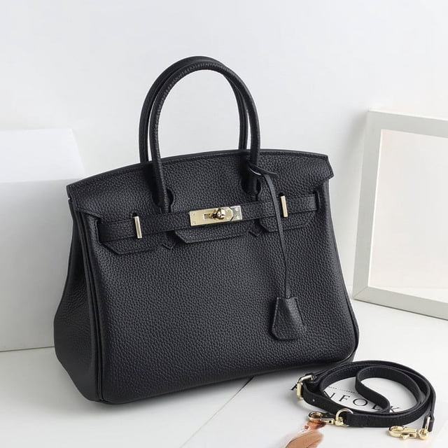 Nuevo bolso Kelly Birkin con guijarros de gran capacidad, cuero genuino, primera capa de piel de vaca, bolso de hombro moderno y versátil